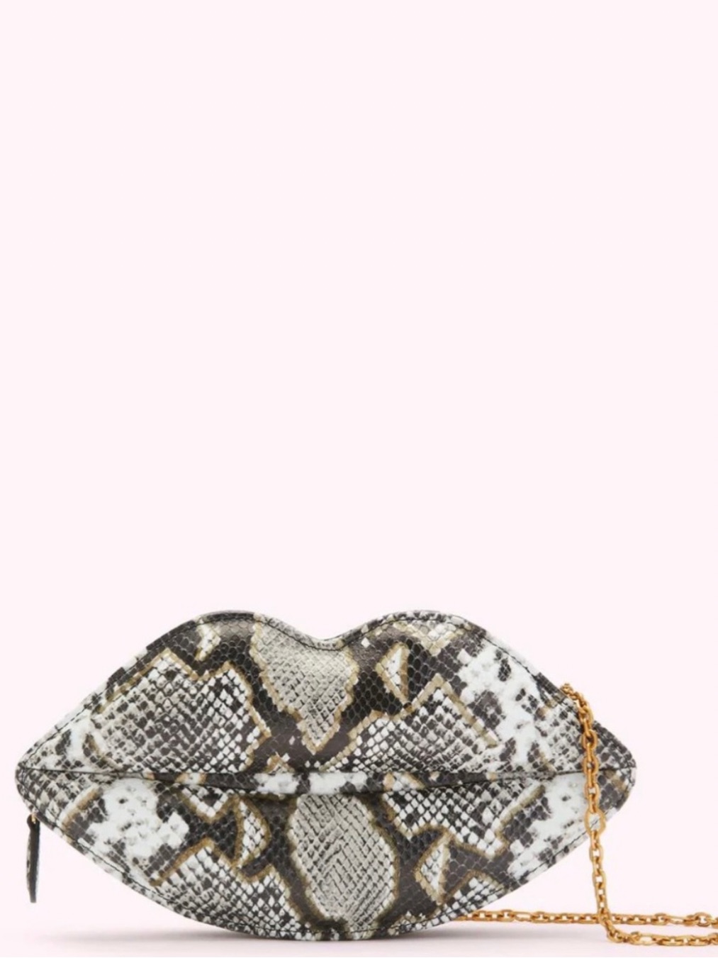 Nwt Lulu Guinness Faux Snake Print Lips Clutch